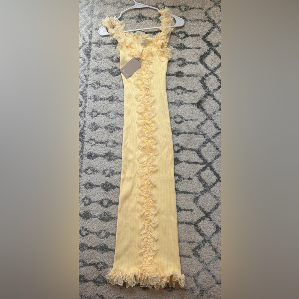 Meshki Yellow Ruffle Midi Dress - Picture 6 of 8